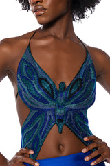 TIME TO FLY SEQUIN BUTTERFLY TOP