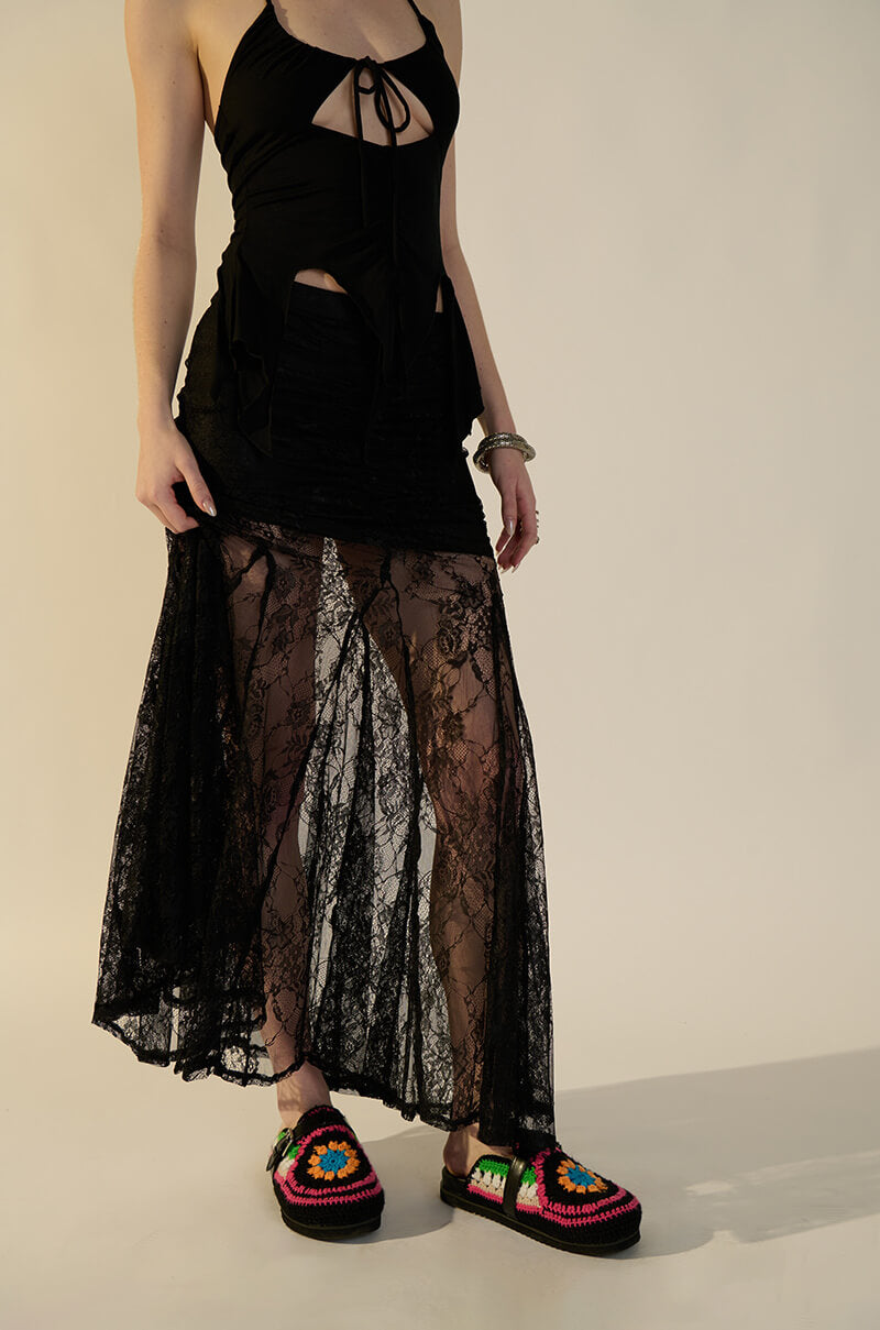 TONIGHT IS THE NIGHT LACE MAXI SKIRT