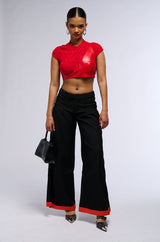 TONIGHT WE DANCE TROUSER IN BLACK RED