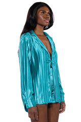 TOO CHIC SATIN BUTTON DOWN