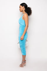 TOO PRETTY FOR YA MIDI RUCHED DRESS
