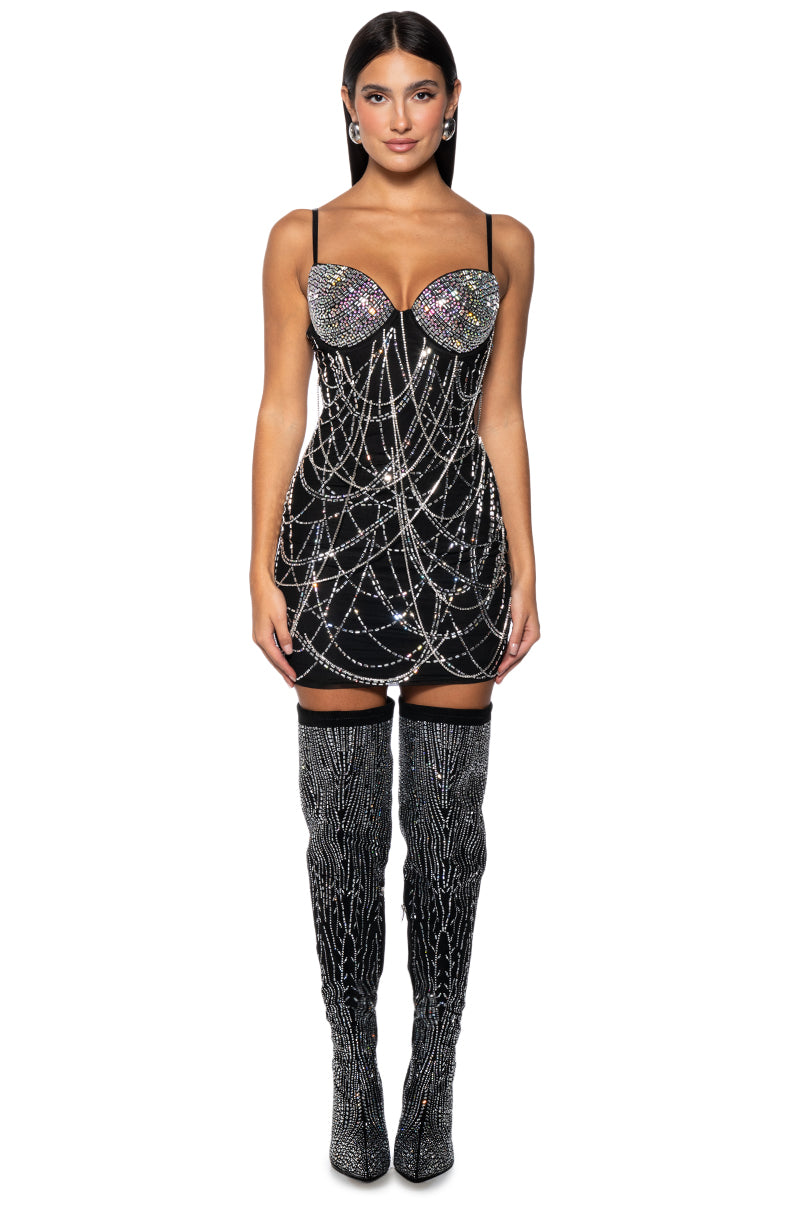 TOP TIER EMBELLISHED MINI DRESS