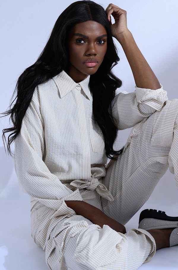 TOTO SEERSUCKER BUTTON DOWN SHIRT