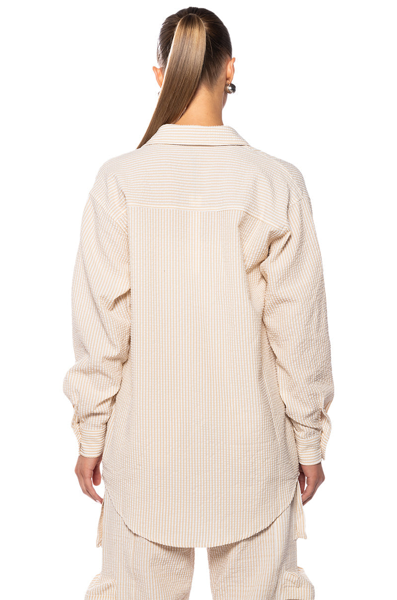 TOTO SEERSUCKER BUTTON DOWN SHIRT