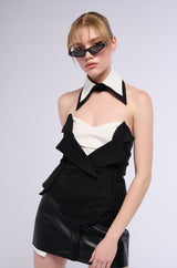 TREATED RIGHT CORSET TOP WITH DETACHABLE COLLAR
