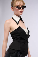 TREATED RIGHT CORSET TOP WITH DETACHABLE COLLAR