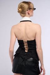 TREATED RIGHT CORSET TOP WITH DETACHABLE COLLAR