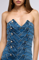 TREND SETTER LAYERED DENIM MINI DRESS
