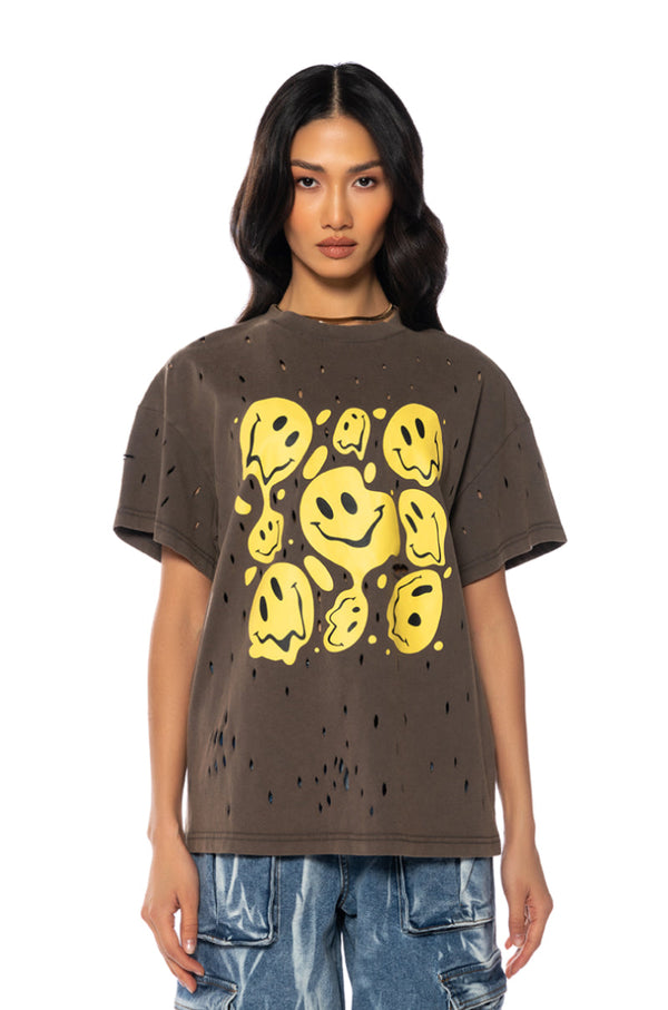 TRIPPY TRIPPY DISTRESSED CREW NECK TSHIRT