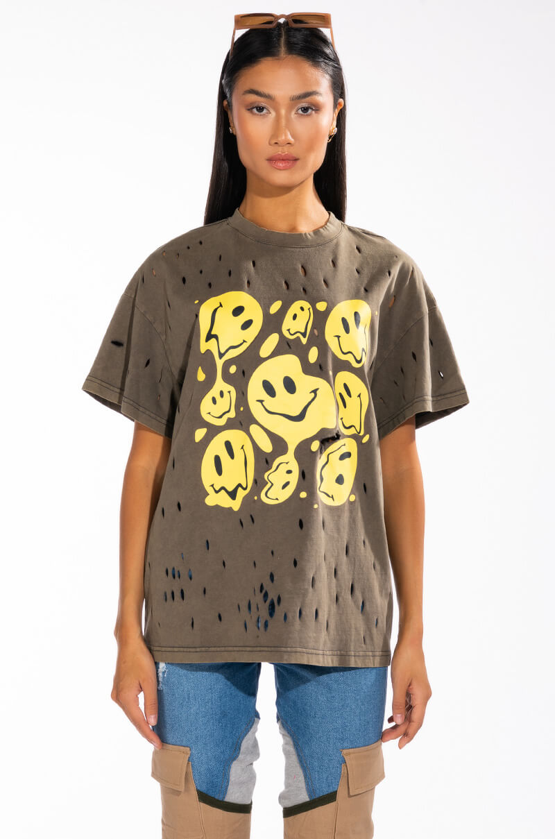 TRIPPY TRIPPY DISTRESSED CREW NECK TSHIRT