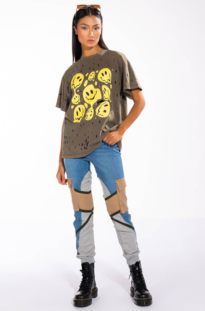 TRIPPY TRIPPY DISTRESSED CREW NECK TSHIRT