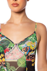 TROPICAL MOOD SLEEVELESS MESH BODYSUIT