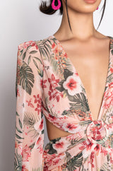 TROPICAL PRINT CUTOUT MAXI DRESS