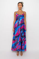 TROPICS READY SATIN MAXI DRESS