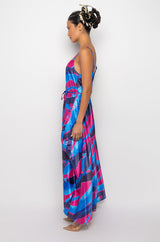 TROPICS READY SATIN MAXI DRESS