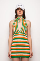 TRUE TO YOU CROCHET HALTER TOP MINI DRESS