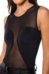 SEE ME CUT OUT MESH LONG SLEEVE BODYSUIT