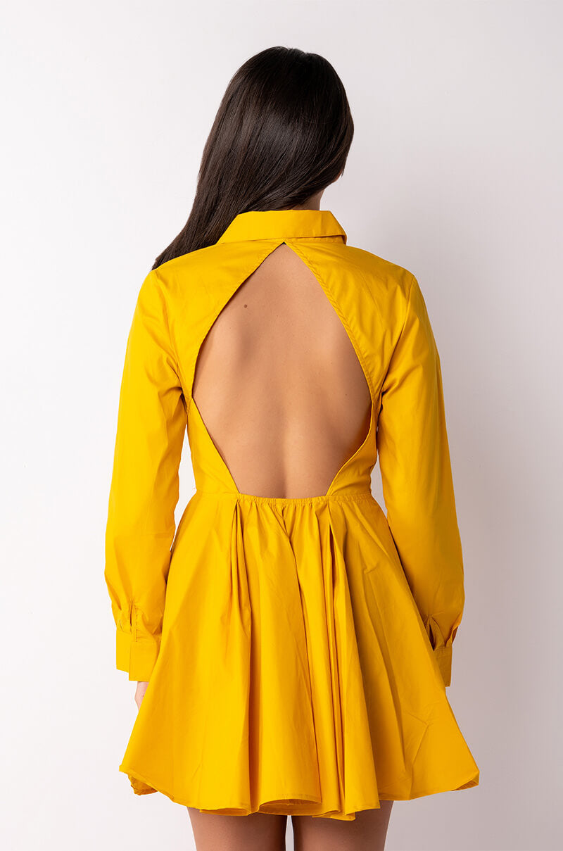 TRY AGAIN OPEN BACK FIT AND FLARE MINI DRESS