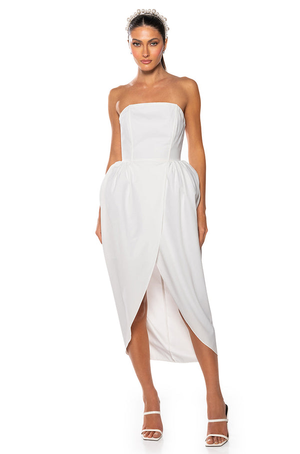 TULIP SKIRT SPAGHETTI STRAP MIDI DRESS
