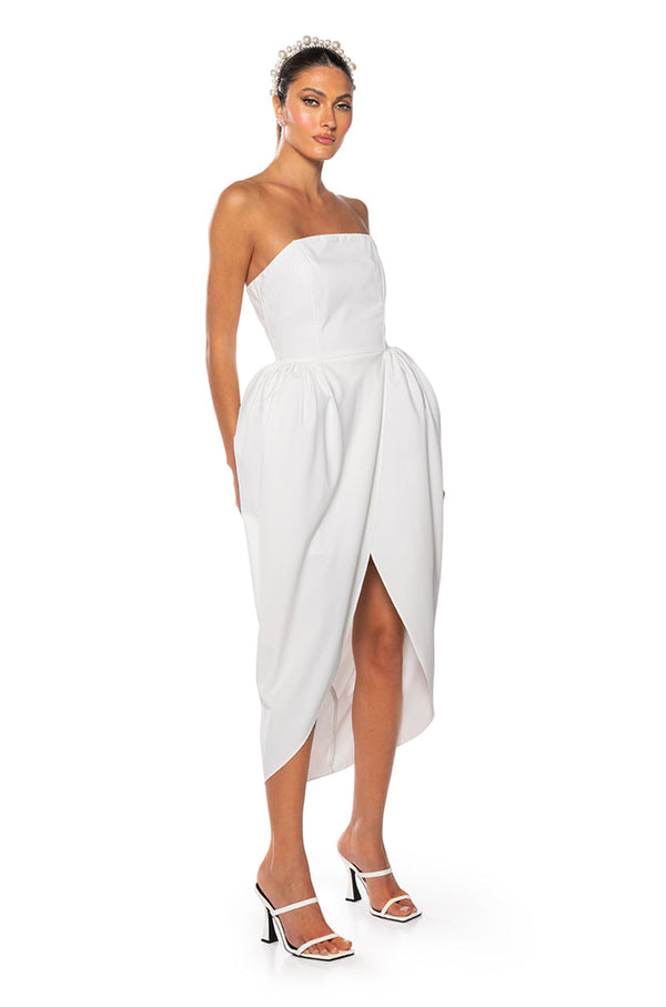 TULIP SKIRT SPAGHETTI STRAP MIDI DRESS