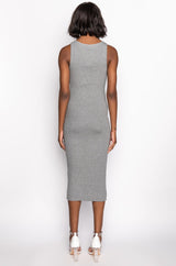 TULUM CUT OUT RHINESTONE RIBBED MIDI DRESS