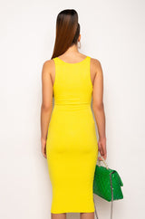 TULUM CUT OUT RHINESTONE RIBBED MIDI DRESS
