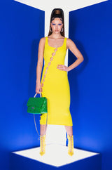 TULUM CUT OUT RHINESTONE RIBBED MIDI DRESS