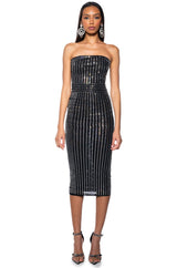 TURN HEADS RHINESTONE MIDI DRESS
