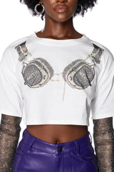 TURN THE BEAT AROUND CROPPED T SHIRT