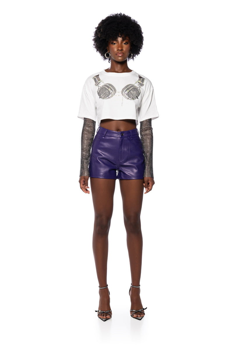 TURN THE BEAT AROUND CROPPED T SHIRT