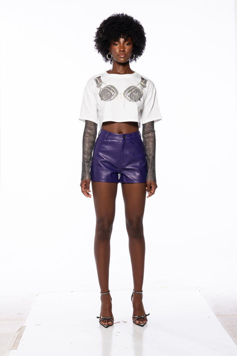 TURN THE BEAT AROUND CROPPED T SHIRT