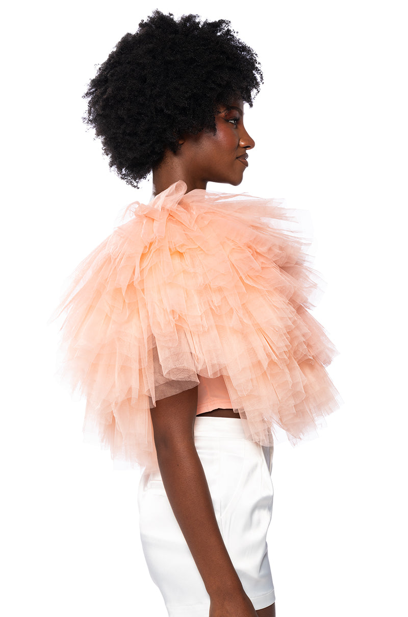 TURNING HEADS TEXTURED TULLE TOP