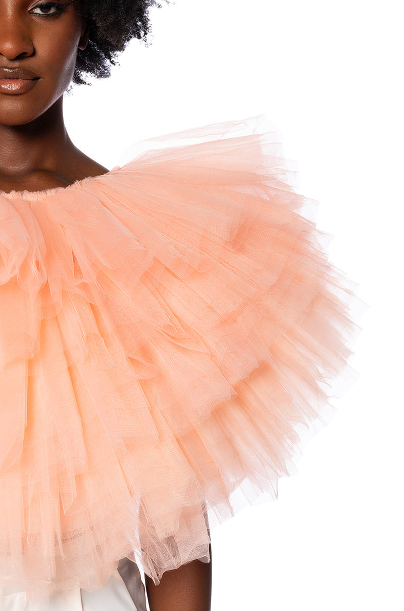 TURNING HEADS TEXTURED TULLE TOP