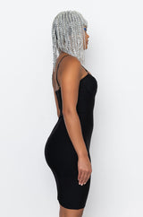 TWO FACE BANDAGE MINI DRESS WITH MESH DETAIL