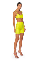 ULTRA LUX FAUX LEATHER BRALETTE IN LIME GREEN