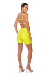 ULTRA LUX FAUX LEATHER BRALETTE IN LIME GREEN