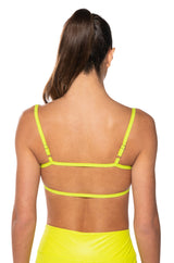 ULTRA LUX FAUX LEATHER BRALETTE IN LIME GREEN