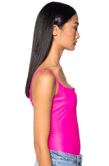 ULTRA STRETCH FAUX LEATHER SQUARE NECK BODYSUIT