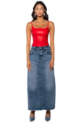 ULTRA STRETCH FAUX LEATHER SQUARE NECK BODYSUIT