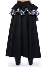 UNBOTHERED HIGH LOW HEM RUFFLE MAXI SKIRT