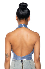 UNDER THE LIGHTS COWL NECK METALLIC BODYSUIT