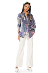 UNDER THE LIGHTS SATIN BUTTON DOWN
