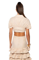 UNDER THE SUN BUTTON UP FLOUNCE CROP TOP