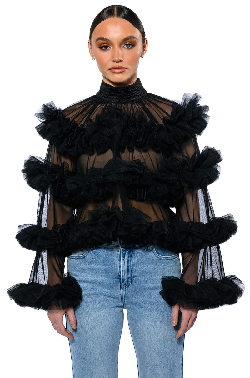 MULTI LAYER RUFFLES STATEMENT TOP