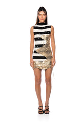 UNLIKE THE OTHERS EMBELLISHED KNIT MINI DRESS