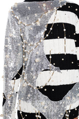 UNLIKE THE OTHERS PEARL AND SEQUINS DETAILED LONG SLEEVE SWEATER
