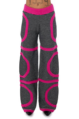 UNTOUCHABLE STRIPED KNIT FLARE LEG PANT