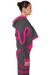 UNTOUCHABLE STRIPED KNIT HOODED SWEATSHIRT