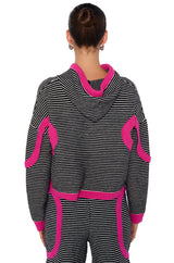 UNTOUCHABLE STRIPED KNIT HOODED SWEATSHIRT