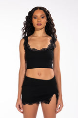 UP TO SOMETHING LACE TRIM TWO PIECE SET